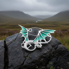 Load image into Gallery viewer, Meadowdancer Sterling Silver Dragon Brooch - Handmade in Scotland
