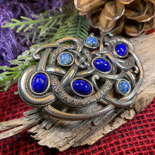 Load image into Gallery viewer, Lapis Blue Celtic Dragon Brooch
