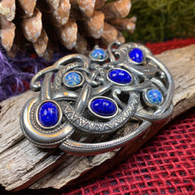 Load image into Gallery viewer, Lapis Blue Celtic Dragon Brooch
