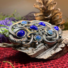 Load image into Gallery viewer, Lapis Blue Celtic Dragon Brooch
