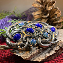 Load image into Gallery viewer, Lapis Blue Celtic Dragon Brooch
