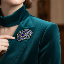 Load image into Gallery viewer, Lapis Blue Celtic Dragon Brooch
