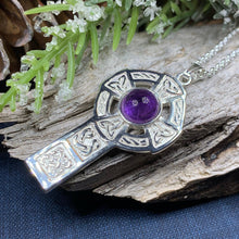 Load image into Gallery viewer, Amethyst Celtic Cross Necklace
