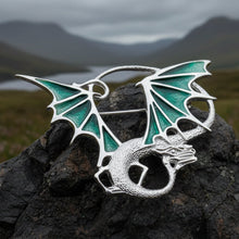 Load image into Gallery viewer, Meadowdancer Sterling Silver Dragon Brooch - Handmade in Scotland

