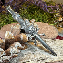 Load image into Gallery viewer, Scottish "King Death" Skull Kilt Pin - Handmade in Scotland
