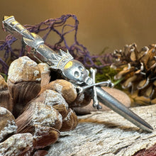 Load image into Gallery viewer, Scottish "King Death" Skull Kilt Pin - Handmade in Scotland
