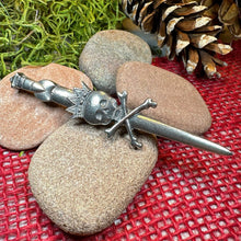 Load image into Gallery viewer, Scottish "King Death" Skull Kilt Pin - Handmade in Scotland
