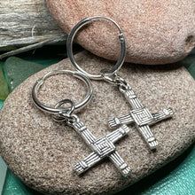 Load image into Gallery viewer, Saint Brigid&#39;s Cross Hoop Earrings
