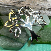 Load image into Gallery viewer, Celtic Trinity Knot Tree Of Life Brooch in Sterling Silver
