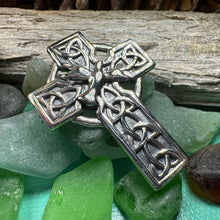 Load image into Gallery viewer, Celtic Cross Dove of Peace Brooch in Sterling Silver
