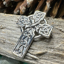 Load image into Gallery viewer, Celtic Cross Dove of Peace Brooch in Sterling Silver

