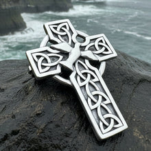 Load image into Gallery viewer, Celtic Cross Dove of Peace Brooch in Sterling Silver
