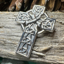 Load image into Gallery viewer, Celtic Cross Dove of Peace Brooch in Sterling Silver
