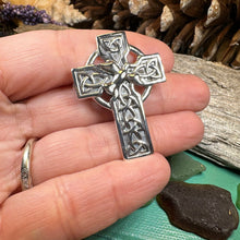 Load image into Gallery viewer, Celtic Cross Dove of Peace Brooch in Sterling Silver
