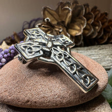 Load image into Gallery viewer, Celtic Cross Dove of Peace Brooch in Sterling Silver
