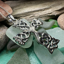 Load image into Gallery viewer, Eternal Tree Celtic Cross Necklace in Sterling Silver
