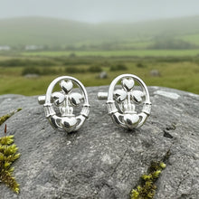 Load image into Gallery viewer, Tyrone Irish Claddagh Cufflinks in Sterling Silver
