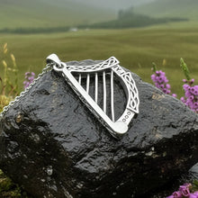 Load image into Gallery viewer, Torlogh Celtic Irish Harp Necklace in Sterling Silver
