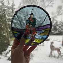 Load image into Gallery viewer, Scottish Bagpiper Stained Glass Suncatcher
