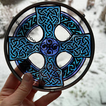 Load image into Gallery viewer, Celtic Cross Stained Glass Suncatcher
