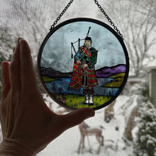 Load image into Gallery viewer, Scottish Bagpiper Stained Glass Suncatcher
