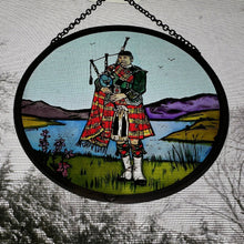 Load image into Gallery viewer, Scottish Bagpiper Stained Glass Suncatcher
