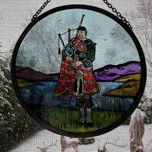Load image into Gallery viewer, Scottish Bagpiper Stained Glass Suncatcher
