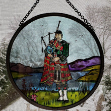 Load image into Gallery viewer, Scottish Bagpiper Stained Glass Suncatcher
