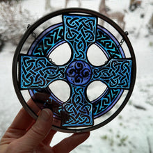 Load image into Gallery viewer, Celtic Cross Stained Glass Suncatcher
