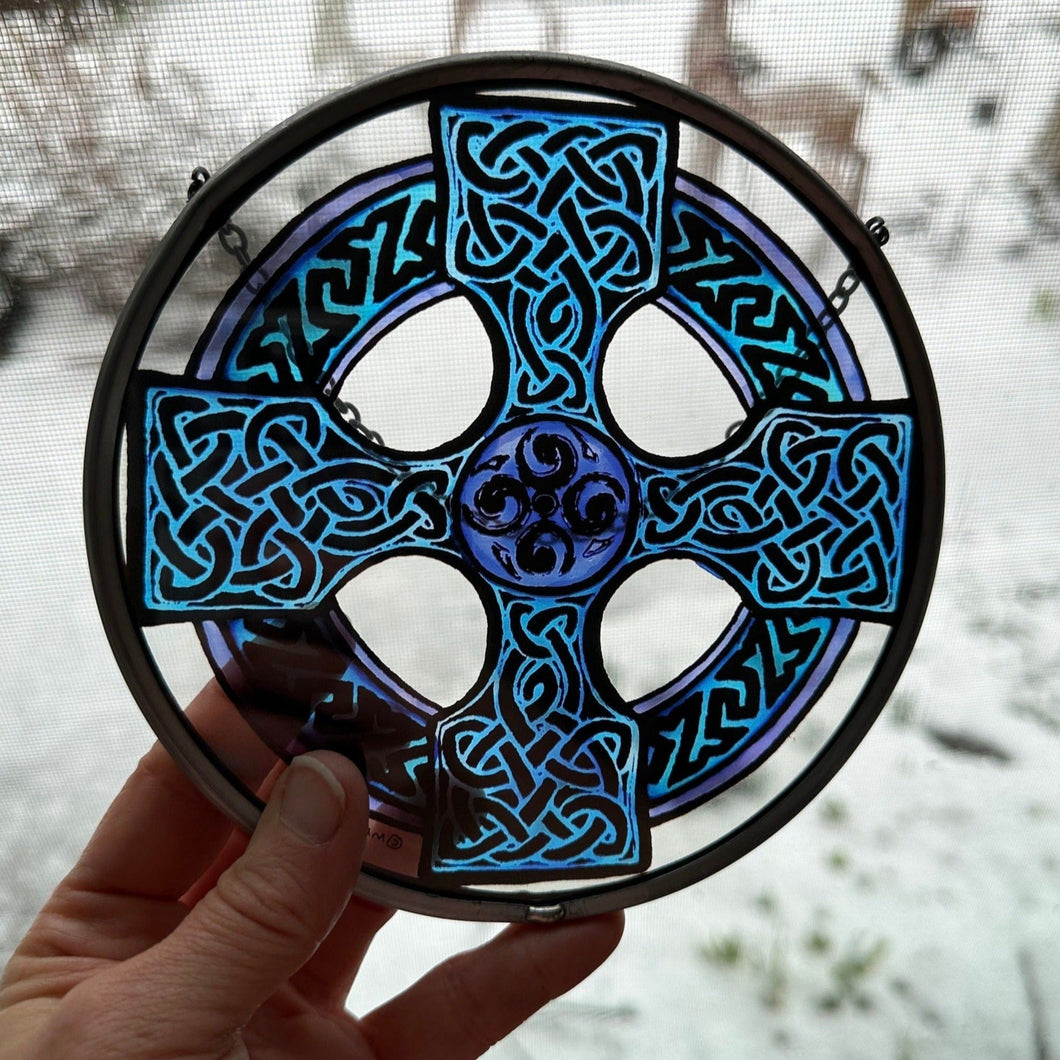 Celtic Cross Stained Glass Suncatcher