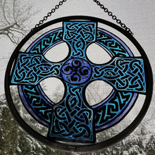 Load image into Gallery viewer, Celtic Cross Stained Glass Suncatcher
