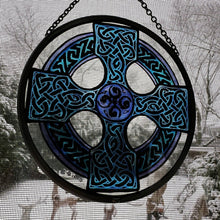 Load image into Gallery viewer, Celtic Cross Stained Glass Suncatcher
