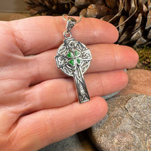 Load image into Gallery viewer, Shamrock Fields Irish Celtic Cross Necklace in Sterling Silver
