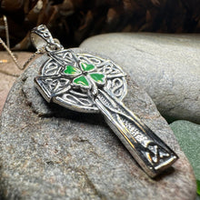 Load image into Gallery viewer, Shamrock Fields Irish Celtic Cross Necklace in Sterling Silver
