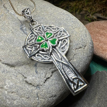 Load image into Gallery viewer, Shamrock Fields Irish Celtic Cross Necklace in Sterling Silver
