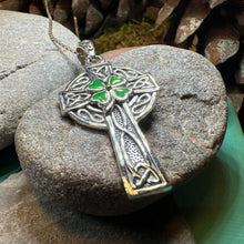 Load image into Gallery viewer, Shamrock Fields Irish Celtic Cross Necklace in Sterling Silver
