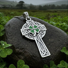 Load image into Gallery viewer, Shamrock Fields Irish Celtic Cross Necklace in Sterling Silver
