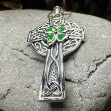 Load image into Gallery viewer, Shamrock Fields Irish Celtic Cross Necklace in Sterling Silver
