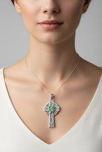 Load image into Gallery viewer, Shamrock Fields Irish Celtic Cross Necklace in Sterling Silver
