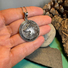 Load image into Gallery viewer, Forest Shadow Celtic Wolf Necklace in Sterling Silver
