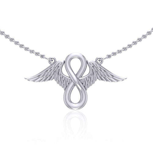 Infinite Love Angel Wings Sterling Silver Necklace - Celtic Reader