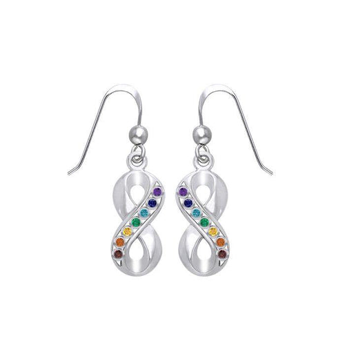 Infinity Silver Earrings with Chakra Gemstone - Celtic Reader