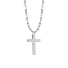 Load image into Gallery viewer, Sterling Silver Cross Necklace — Classic Plain Cross | Sterling Silver Faith Jewelry | Timeless Gift for Her
