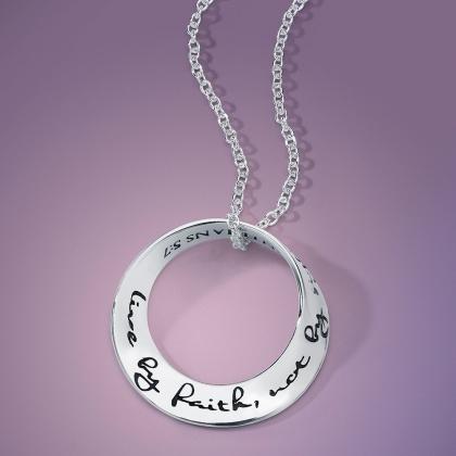 Live By Faith, Not by Sight (Corinthians 5:7) - Mobius Necklace - Celtic Reader