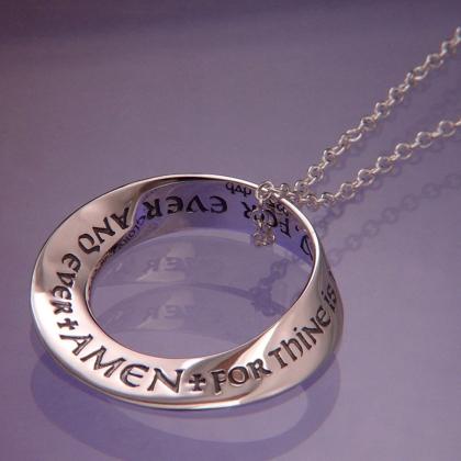 Lord's Prayer Doxology (For Thine is the Kingdom) Mobius Necklace - Celtic Reader