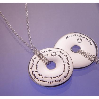 Metta Prayer May All Beings Be Free - Pi Disc Necklace - Celtic Reader