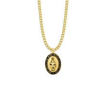 Load image into Gallery viewer, Miraculous Medal — 18KT Gold Plated Sterling Silver | Black Enamel Border | Marian Gift | Catholic Gift | Faith Keepsake
