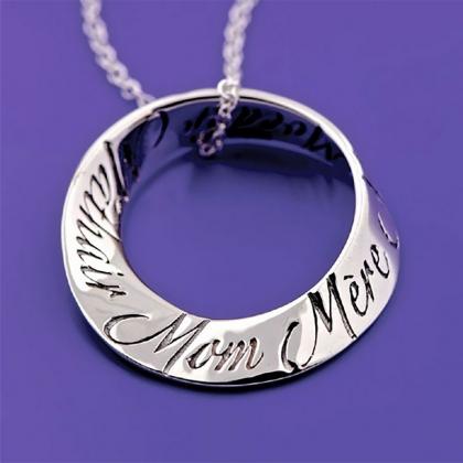 Mom in Ten Languages - Mobius Necklace - Celtic Reader