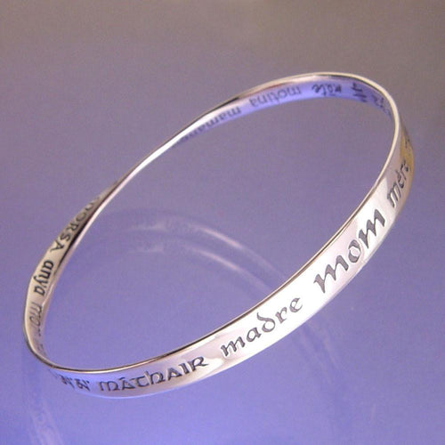 Mom (in Thirty - Two Languages) Mobius Bracelet - Celtic Reader