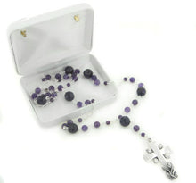 Load image into Gallery viewer, Sterling Silver and Amethyst Catholic Rosary Prayer Beads / Cross Necklace
